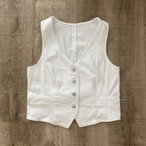 Express Denim Vest: White, Size Medium
